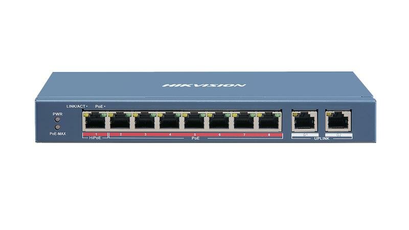 Коммутатор HikVision DS-3E0310HP-E, 10-портовый, PoE, 150 Вт