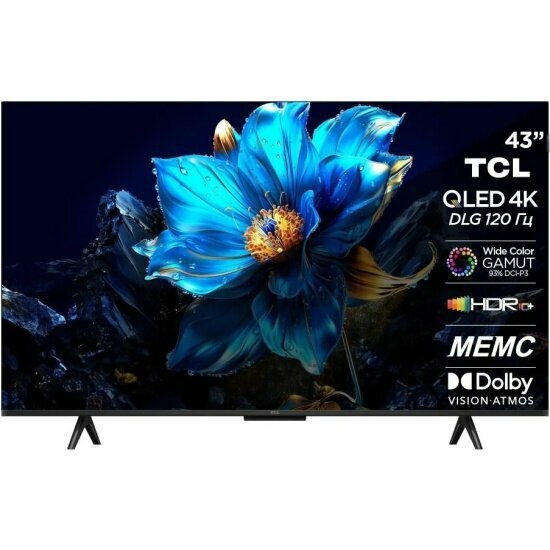 Телевизор Tcl 43P7K, QLED, 4K Ultra HD, Google TV, титановый