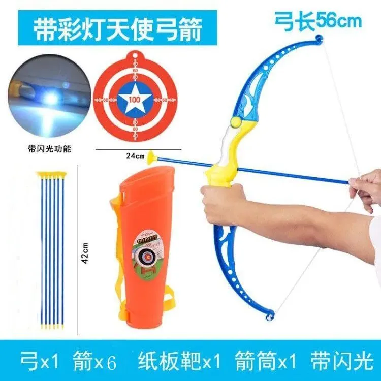 Лук Tripla, для игр на природе, с подсветкой, 6 стрелы, колчан, голубой