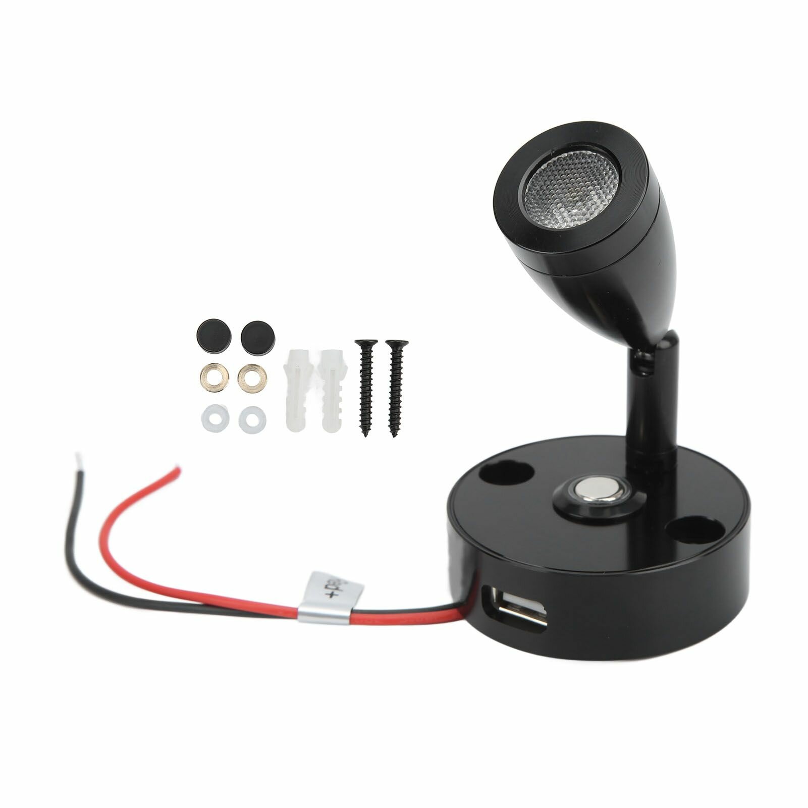 Сенсорная светодиодная лампа с диммером 3 цвета USB-порт черный корпус 12-24V