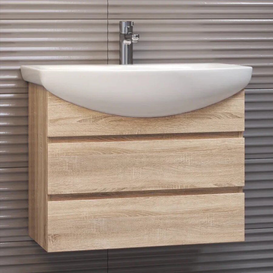 Тумба с раковиной Vigo Wing 60 дуб сонома 2 ящика