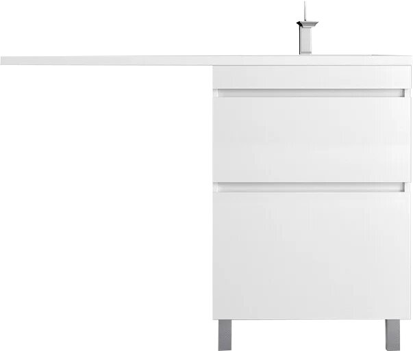 Тумба с раковиной Style Line Даллас Леон 120 R под стиральную машину, напольная, 120, 2 см, белая, глянцевая, из МДФ, с ящиками, раковина для ванной, из искусственного камня, прямоугольная