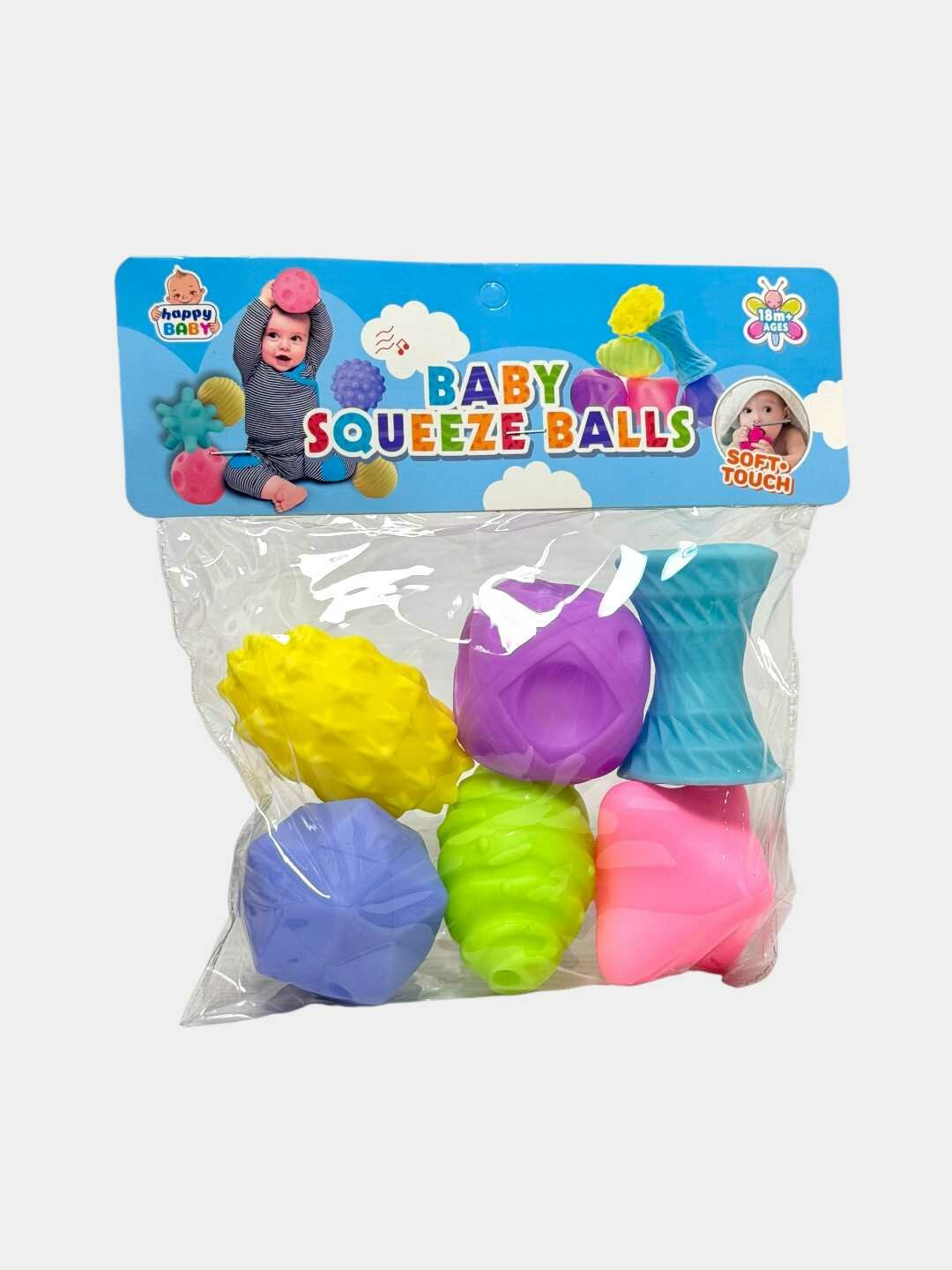 Сенсорные формы 6 шт, Тактильные мячики для моторики, Развивающие игрушки для малышей от 18 мес Код. 26144