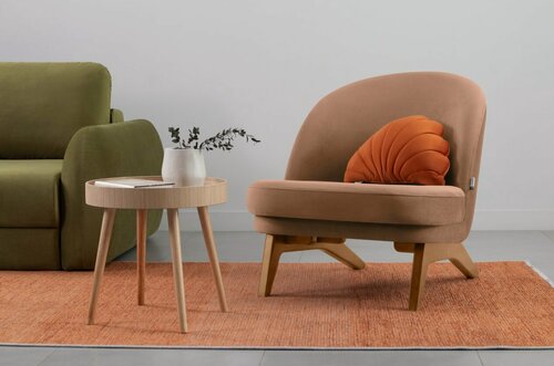 Изображение товара Кресло в гостиную мягкое Divan.ru Пайл Бархат Карамельный, светло-коричневый, велюр, без подлокотников