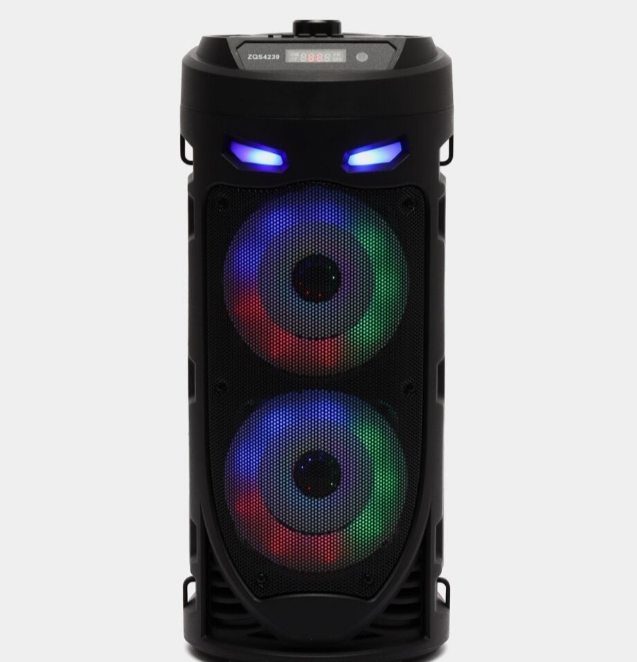 Колонка ZQS4239, беспроводная музыкальная караоке колонка с микрофоном, пультом управления и RGB подсветкой - 5