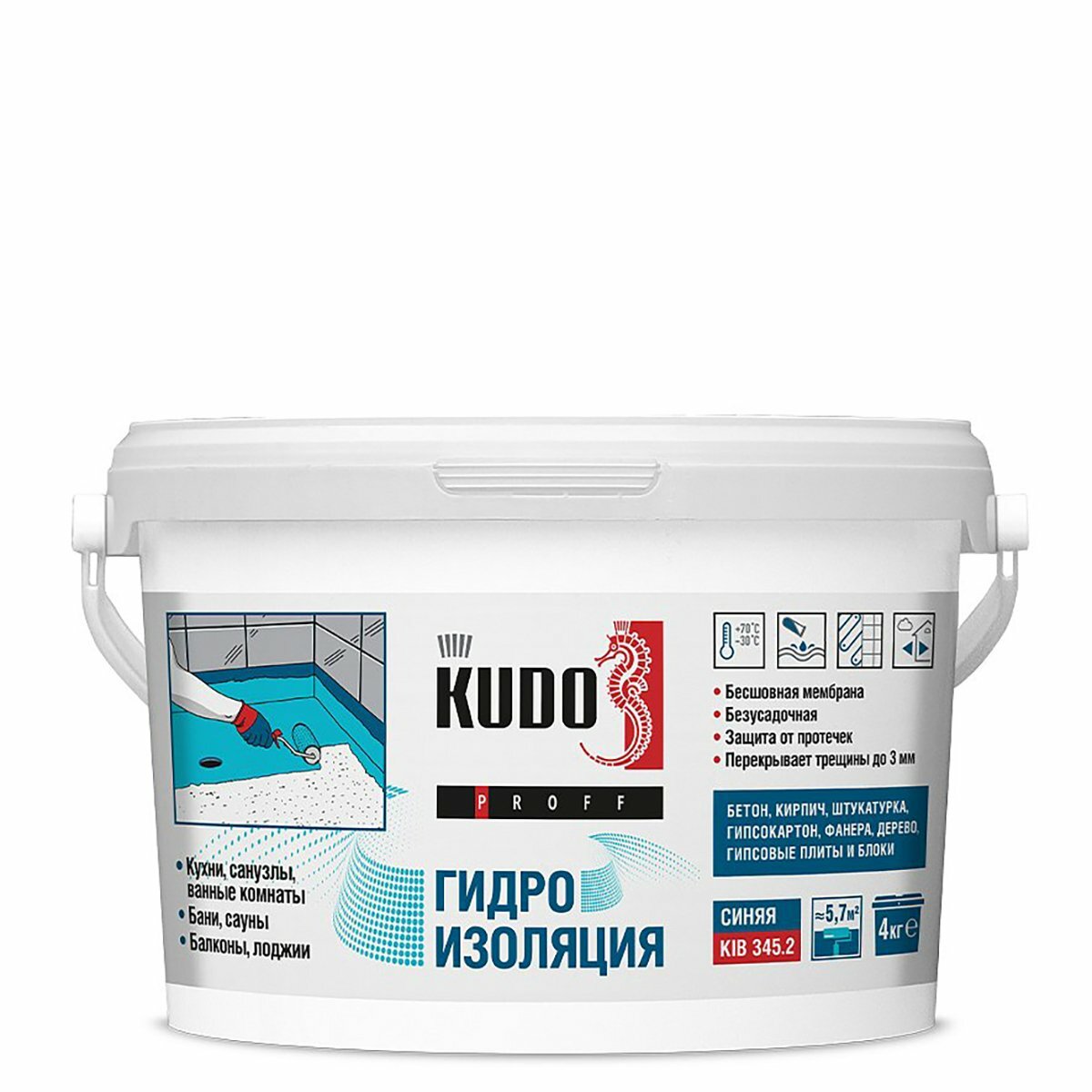 Гидроизоляция эластичная Kudo Proff акриловая 4 кг