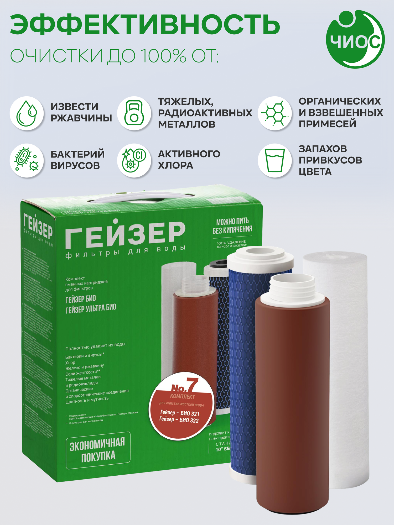 Комплект картриджей №7 для фильтра Гейзер Био — фото 1