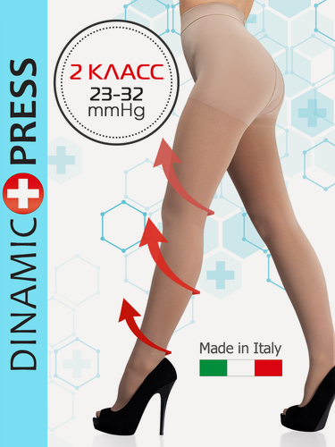Изображение товара Колготки женские Dinamic Press компрессионные 2 класс 280 den, бежевые