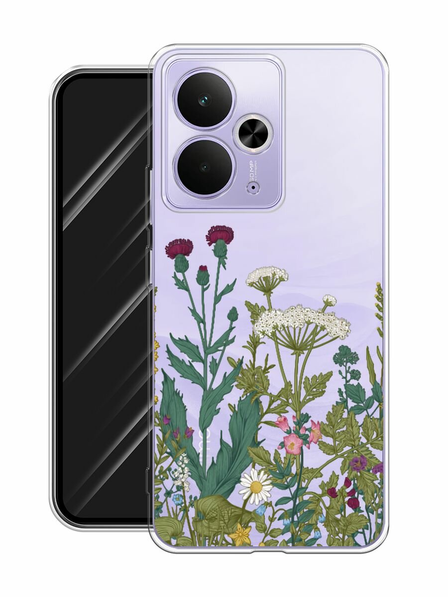Чехол на Realme 14T / Реалми 14Т с принтом "Дикие полевые цветы", прозрачный — фото 1