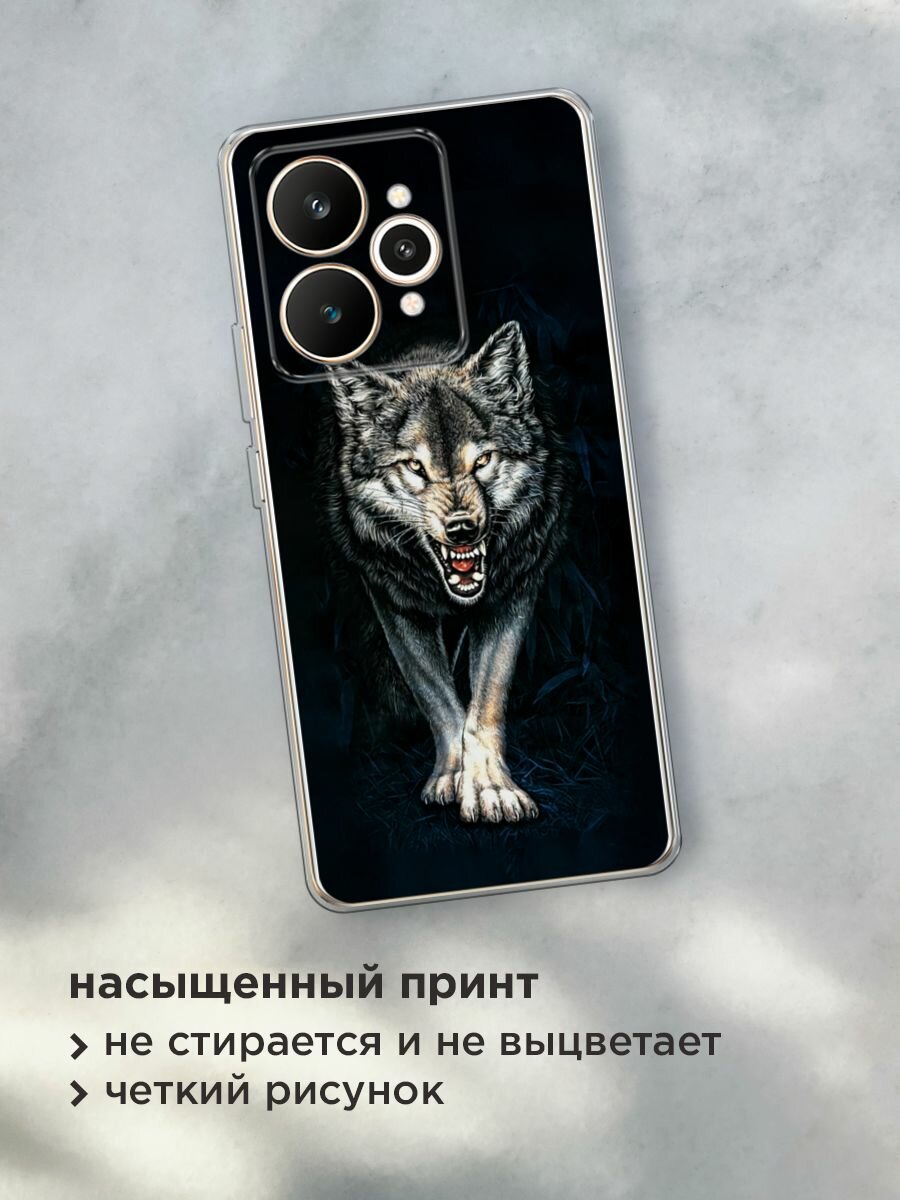 Чехол на Realme 15 / Реалми 15 с принтом "Злобный волк из ночи" — фото 1