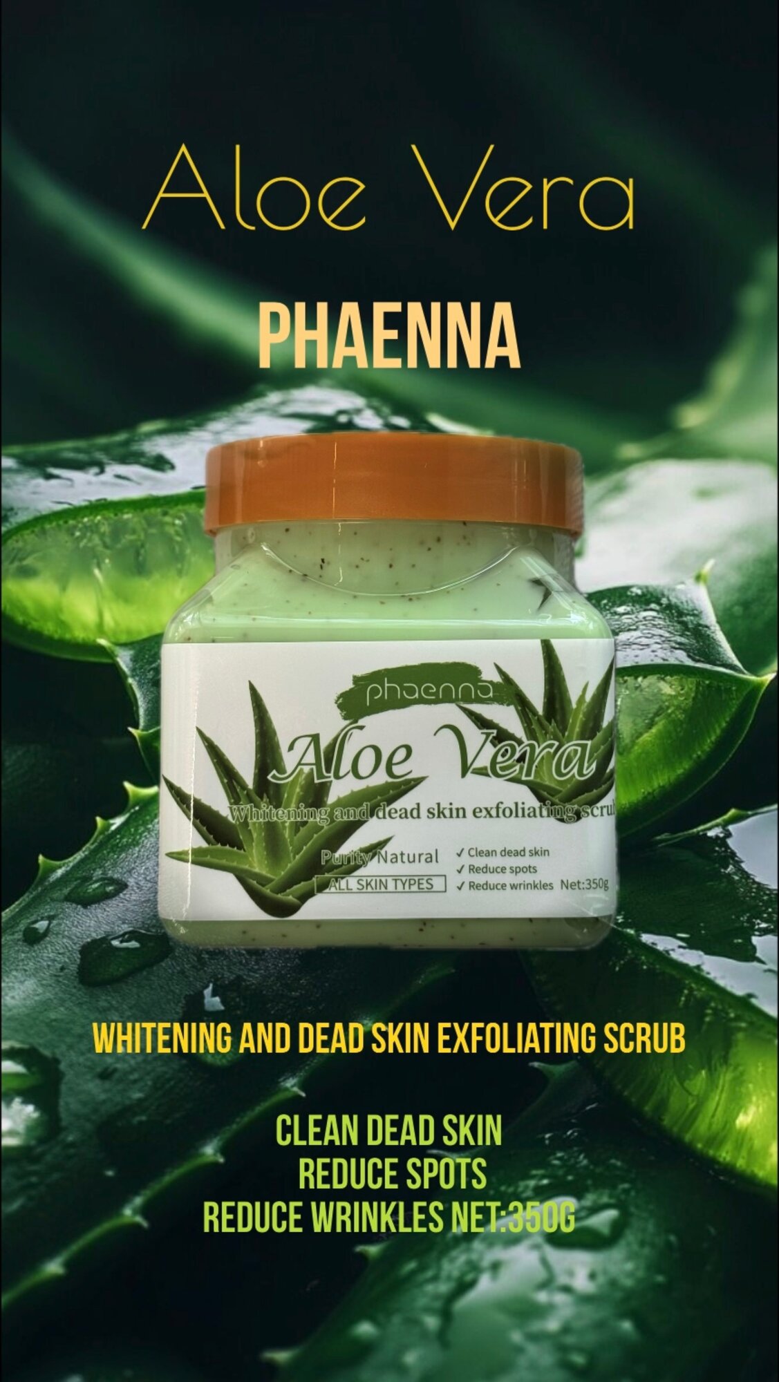 Скраб для тела и лица, очищающий пилинг Wokali Sherbet Body Scrub, 350 мл Aloe Vera