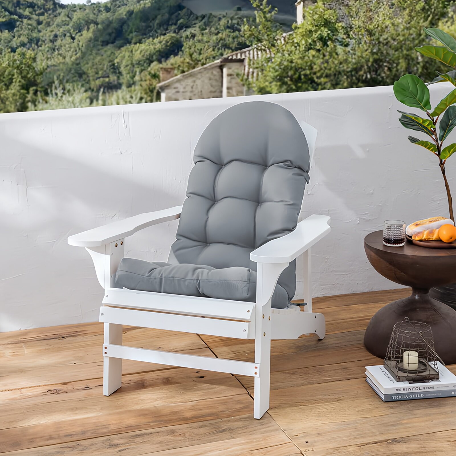 Подушка для садового кресла Домовой "Адирондак", водонепроницаемая, серая