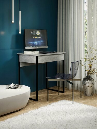 Изображение товара Стол Profimebel "Турин-11", письменный, ЛДСП, бетон, универсальный угол, 77x76,5x51 см