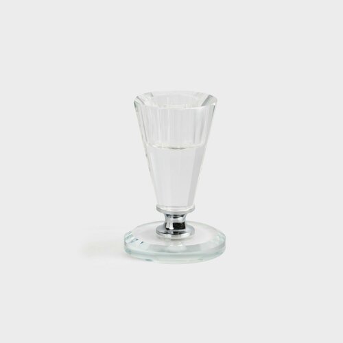 Подсвечник 8 см для тонкой свечи на ножке кристальное стекло серебристая ножка Lux crystal 990₽