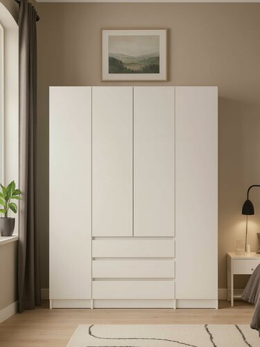 Изображение товара ARNIKA Шкаф распашной с ящиками, для одежды, 160х38х200см, белый