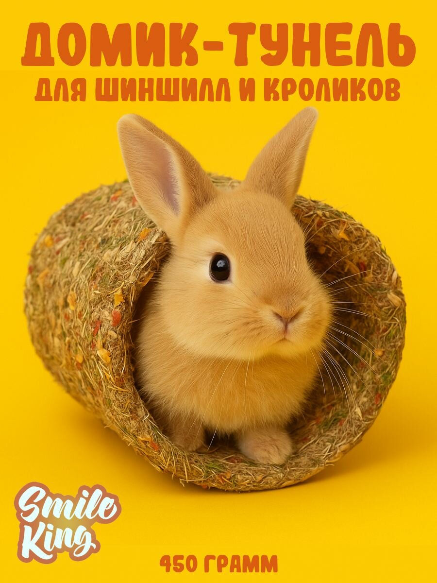 Домик-туннель для шиншилл и кроликов Smile King Лакомство для грызунов 450г