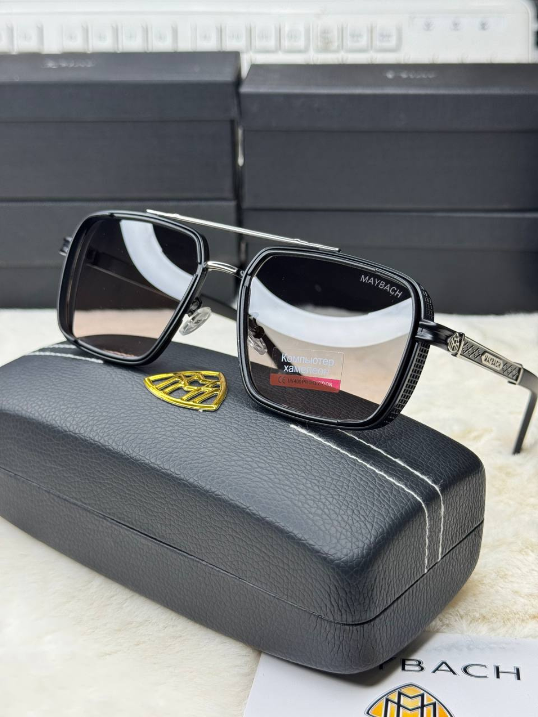 Солнцезащитные очки , бежевый, черный, коричневый, хаки — фото 1