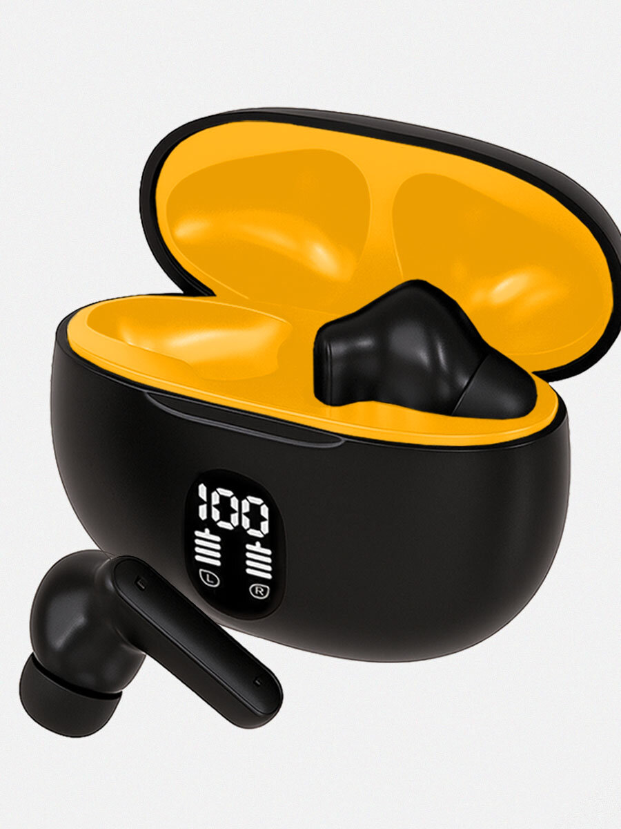 Наушники беспроводные, для iPhone и Android, стерео, черные, желтые