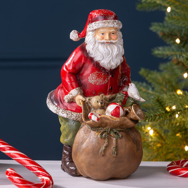 Новогодняя фигурка Санта Клаус с мешком гостинцев 19 см Breitner 83-1339