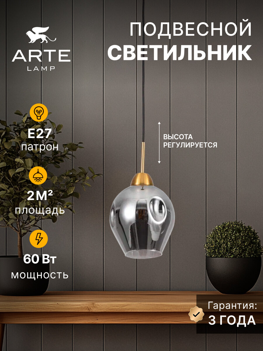 Подвесной светильник Arte Lamp YUKA A7759SP-1PB / E27 / 60 Вт / медный
