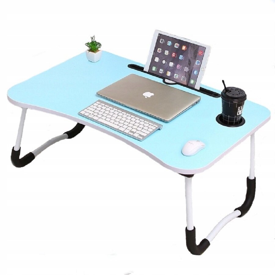 Стол складной, мини-стол, тумба, ноутбук и кровать для завтрака, 60 * 40 * 28 голубой