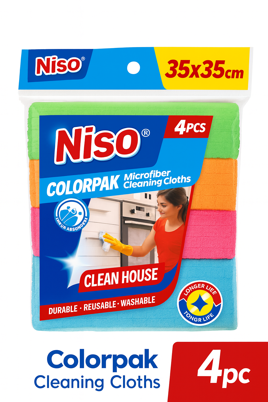 Набор салфеток NISO COLORPAK, 4 шт, из микрофибры, для уборки
