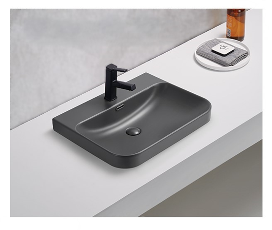 Раковина OTTO-813-50 , накладная, черная, керамическая, 50x46 см