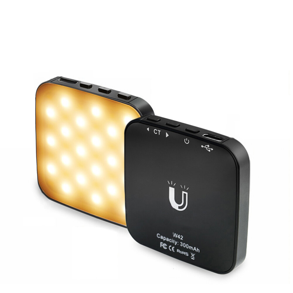 2W Магнитная Фонарик для Телефона Двухцветный Селфи Фонарик Карманный LED Фонарик 2500K-8500K Температура Цвета Регулируемая с 42 LED Прутьями 300mAh Батарея Встроенная с Металлическим Кольцом П Крепление Совместима с iPhone