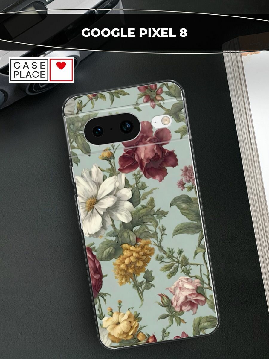 Чехол на Google Pixel 8 / Гугл Пиксель 8 с принтом Акварельные красные цветы