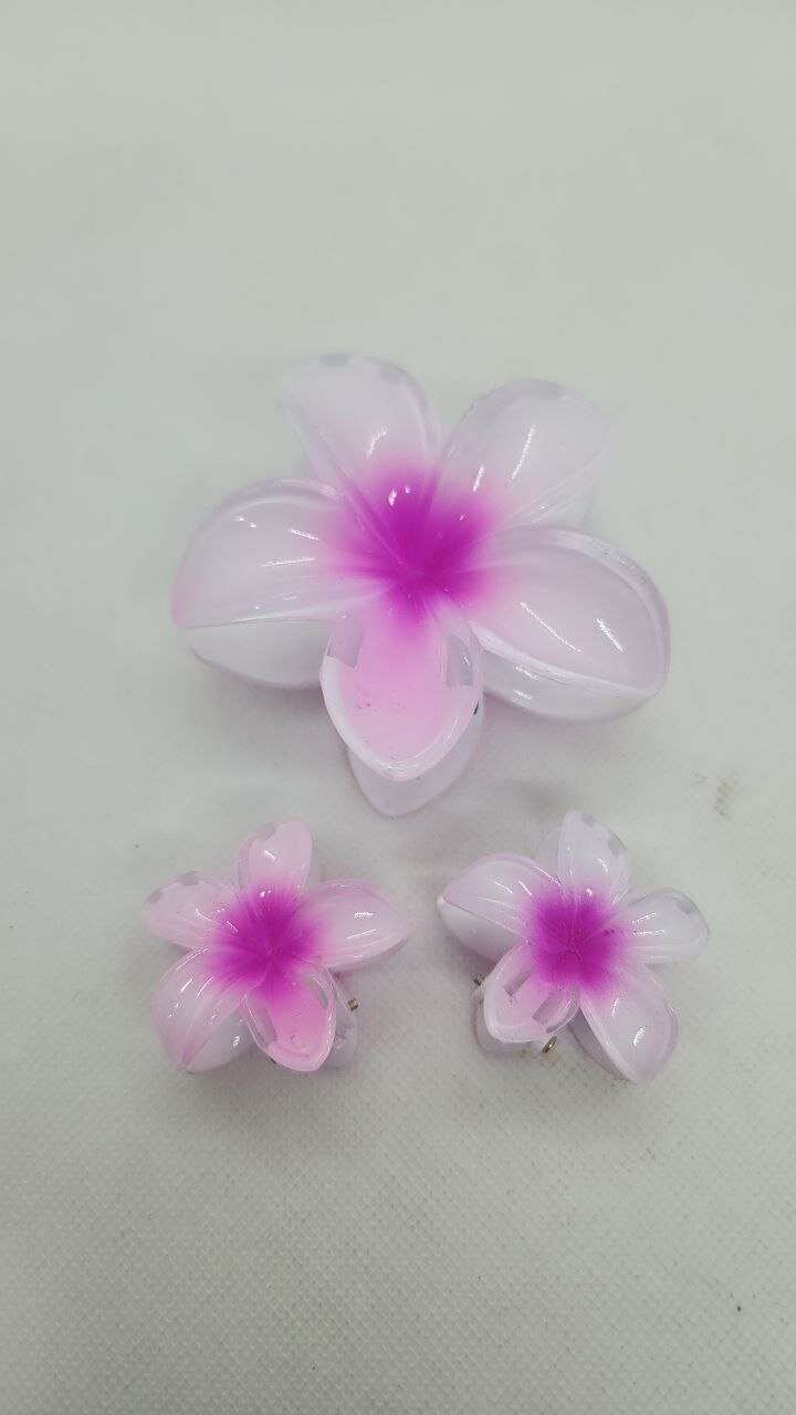 Крабик для волос "Гавайский цветок", пластик, глянцевый, оранжевый