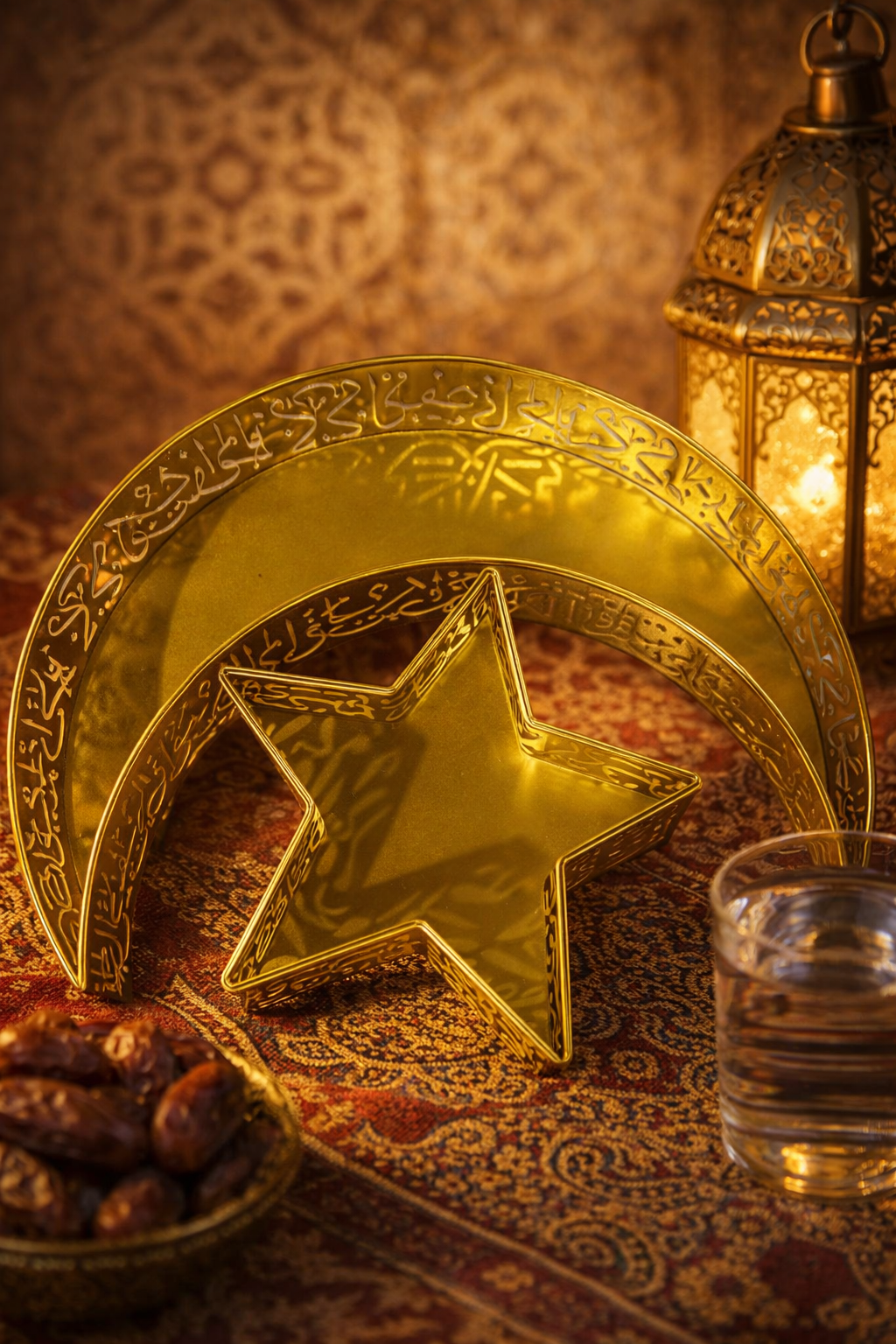 Декоративная посуда для фиников в восточном стиле с полумесяцем и звездой