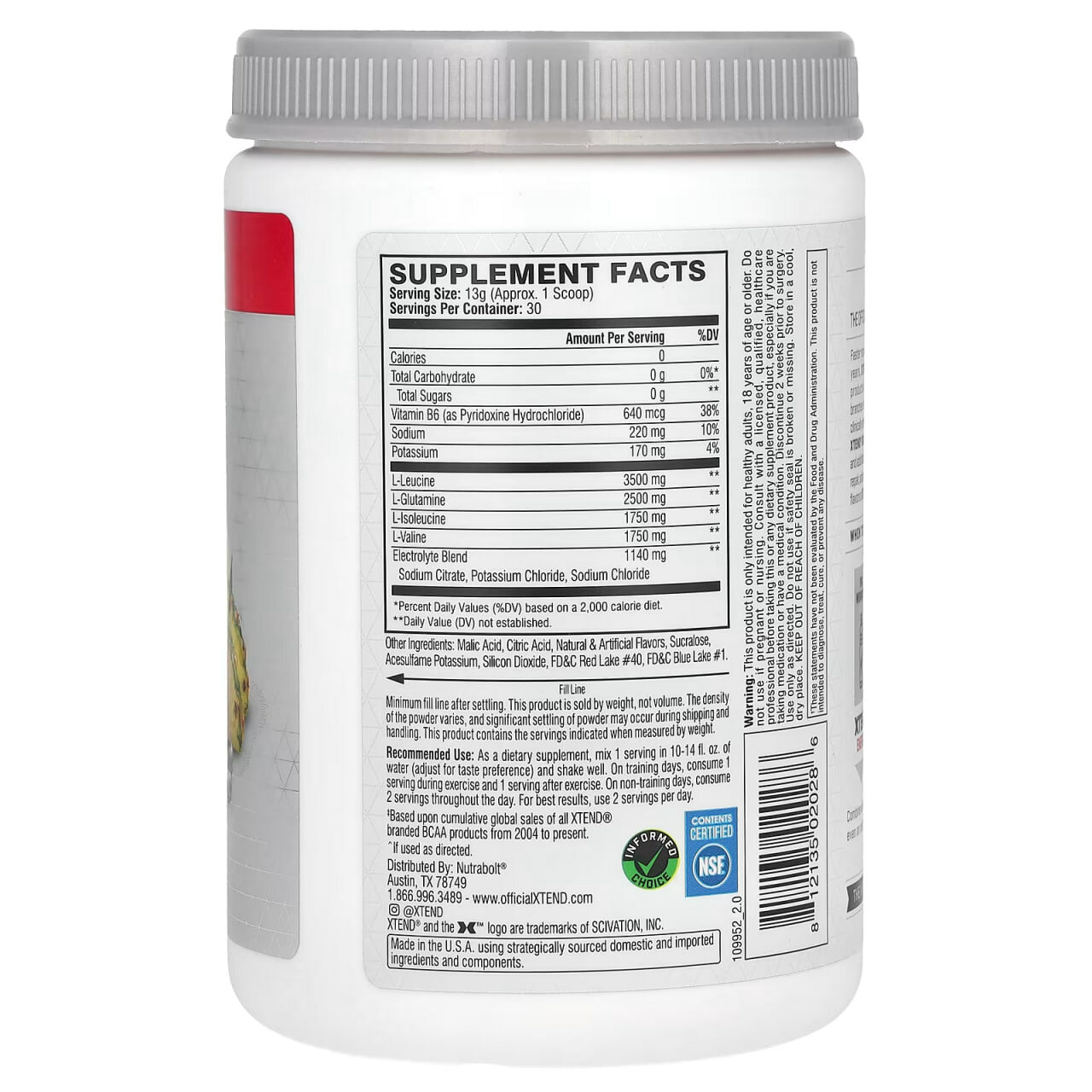 BCAA Xtend 390 г Fruit Punch (Аминокислоты для восстановления и роста мышц) США — фото 1