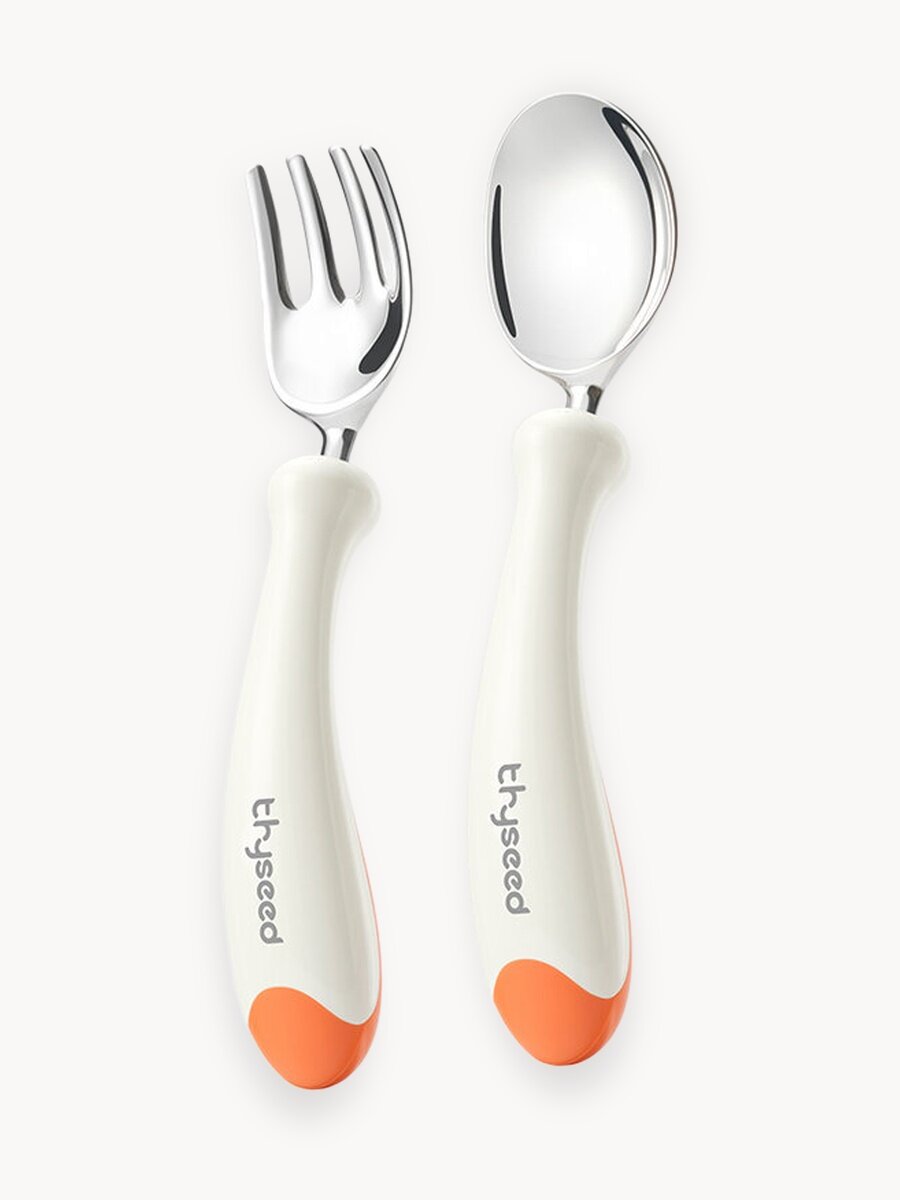 Детские вилки и ложки, нерж. сталь, оранжевый