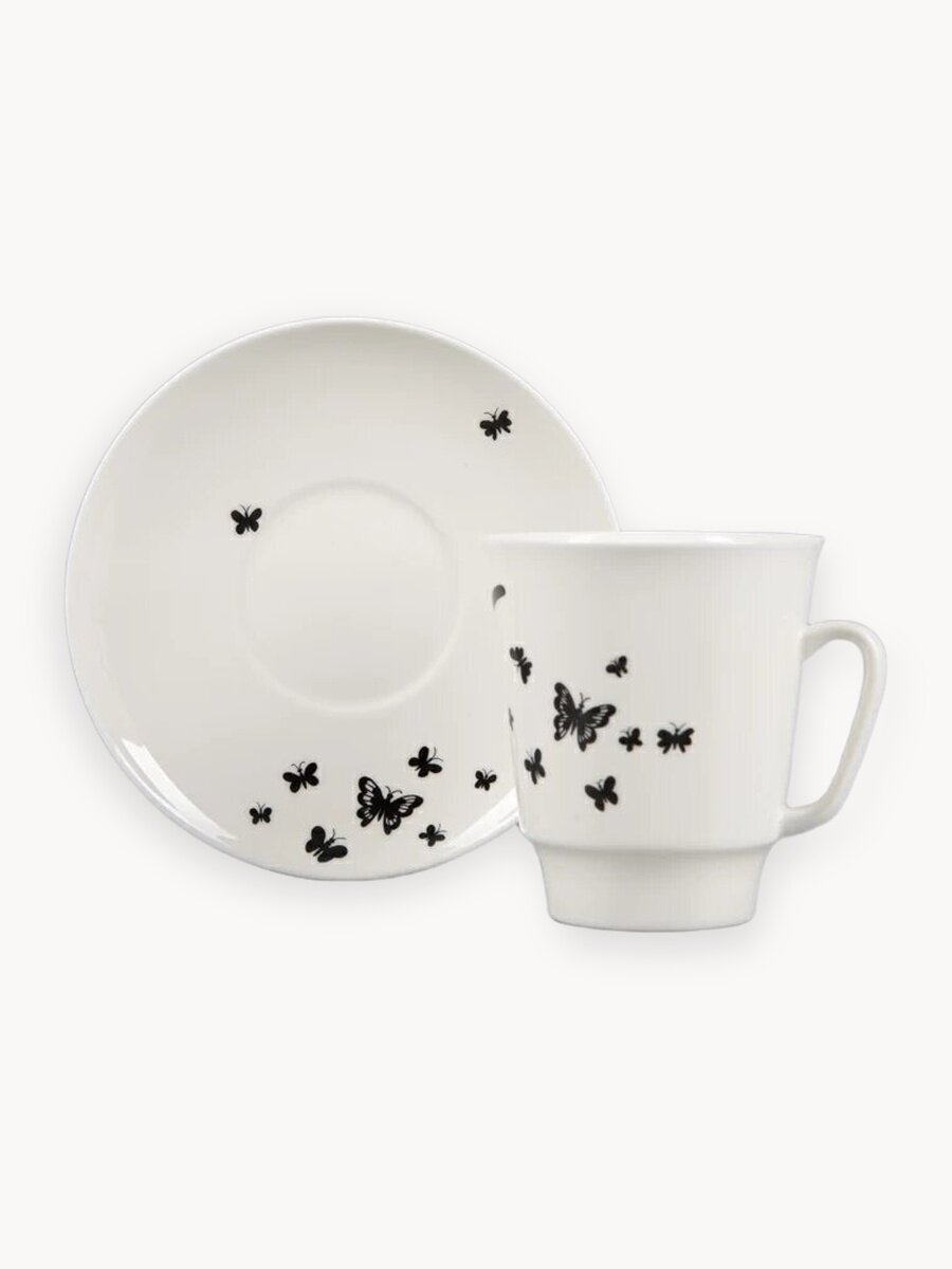 Чашка с блюдцем "Мотыльки " 165 мл, форма Майская , Императорский фарфоровый завод