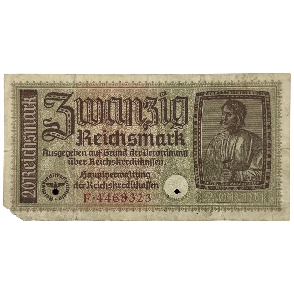 Германия, Третий Рейх 20 рейхсмарок (20 марок) 1940-1945 гг. (Серия F)