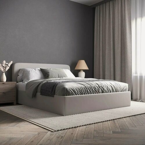 Изображение товара 180х200, InRoom двуспальная кровать с настилом Abstraction NS, велюр светло-серый