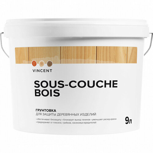 фото Vincent sous couche bois грунтовка для защиты древесины (0,9л)
