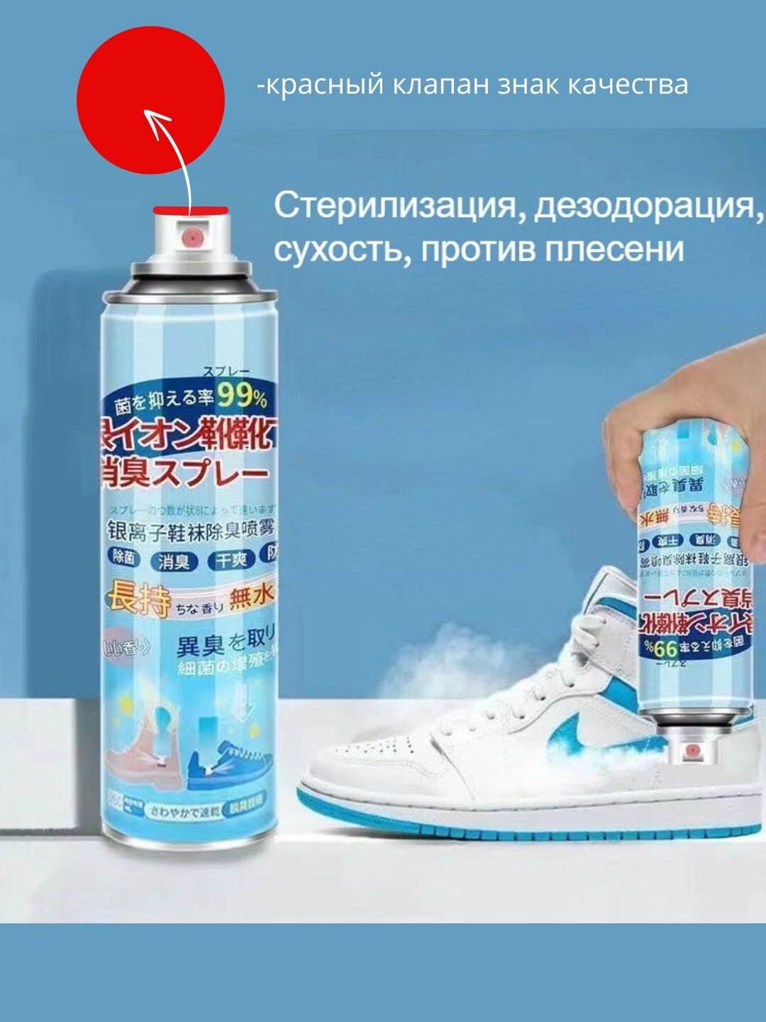 Дезодорирующий спрей для ног и обуви, гигиеническое средство против запаха пота
