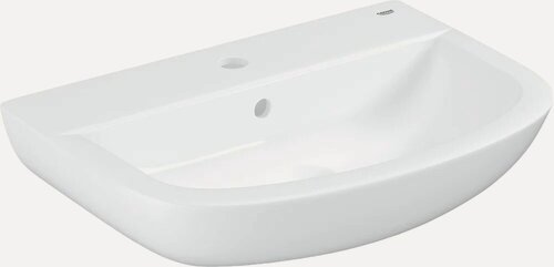Изображение товара Раковина подвесная Grohe Bau Ceramic 39440000 55 фарфоровая, раковина для ванной, белая, полукруглая, со встроенным сливом-переливом