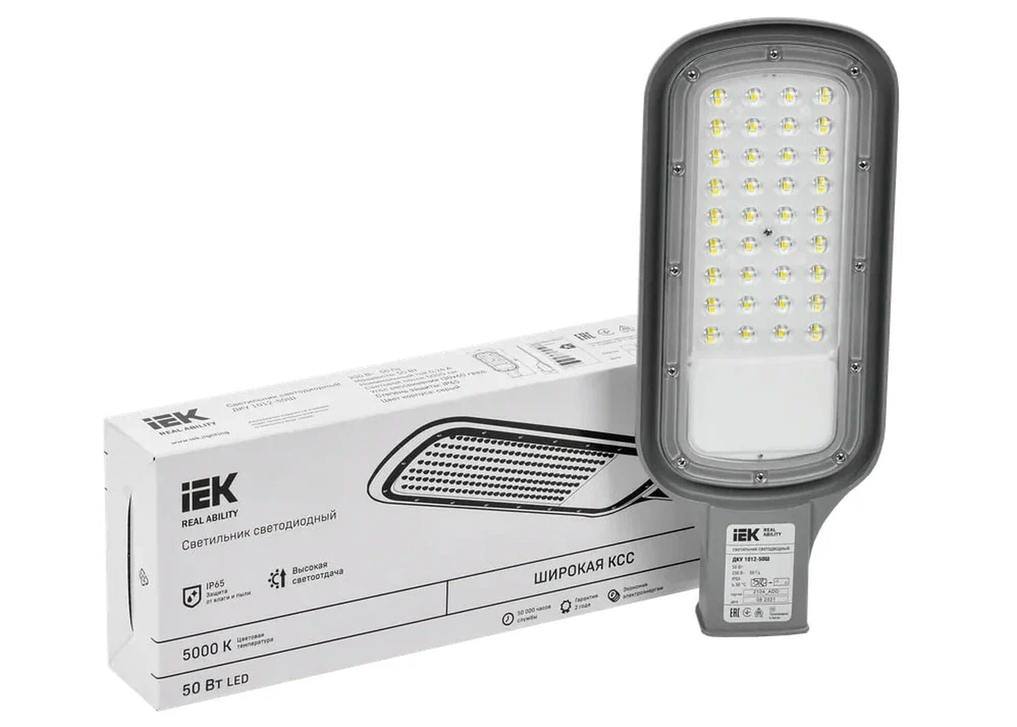 Светильник светодиодный консольный IEK ДКУ 1012 50Ш  50Вт  5000К  IP65  серый  5000лм