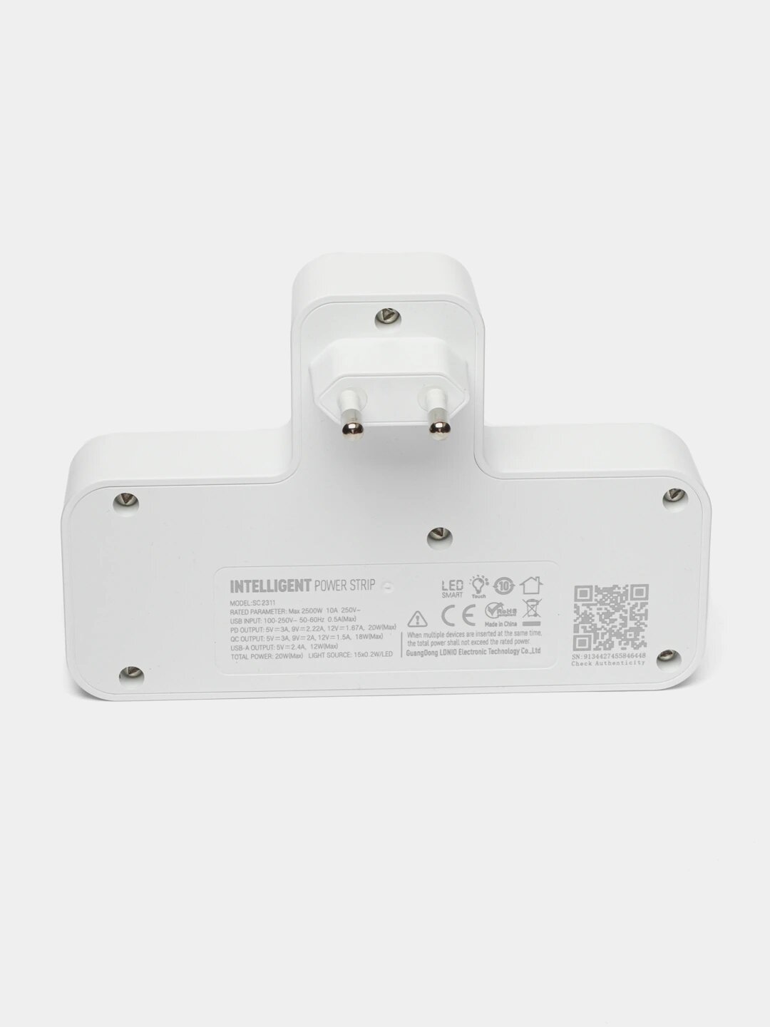 Тройник для розетки Ldnio SC2311 белый 2 розетки 2 usb 1 type-c порт — фото 1