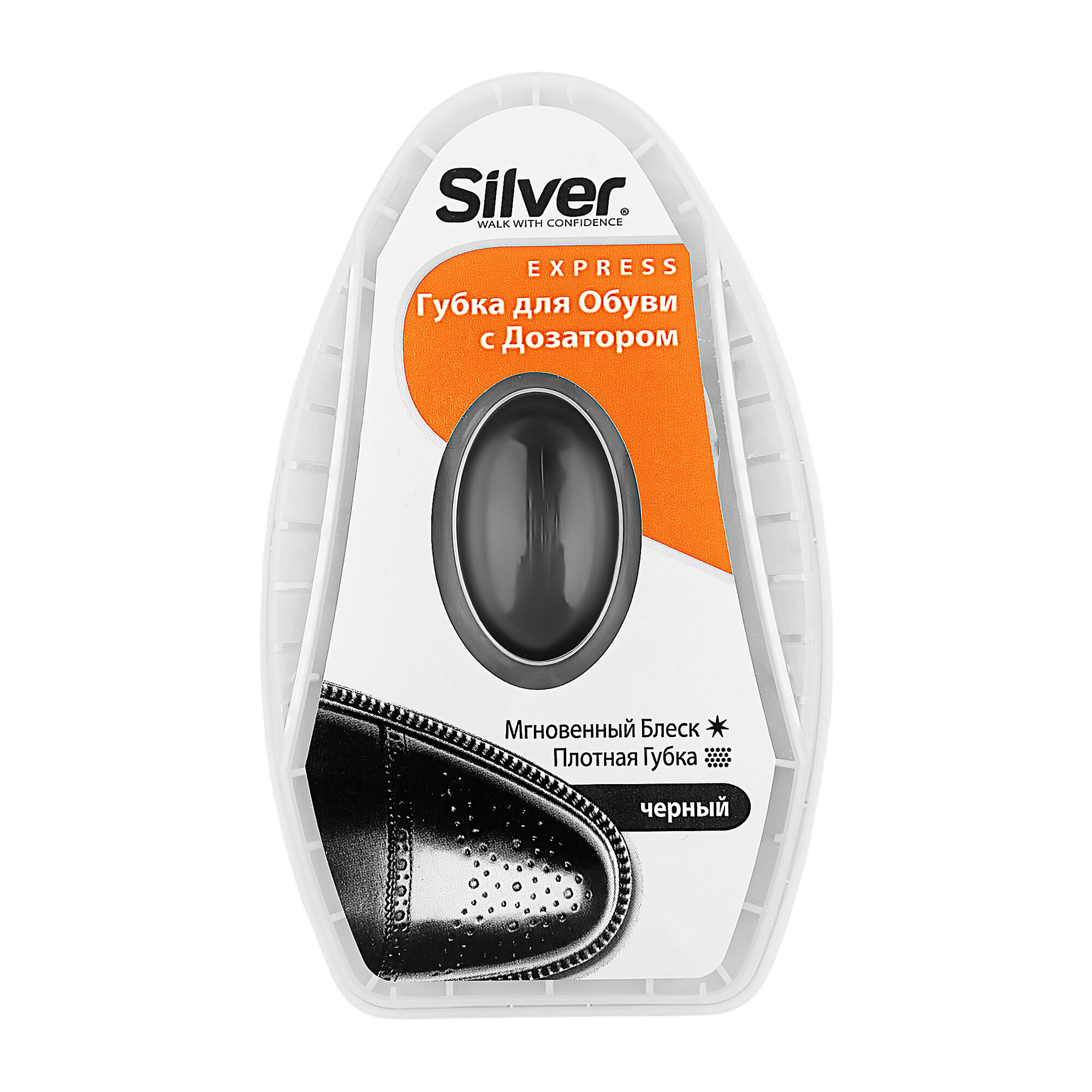 Губка для обуви SILVER, с дозатором, с силиконом, чёрная, 6 мл