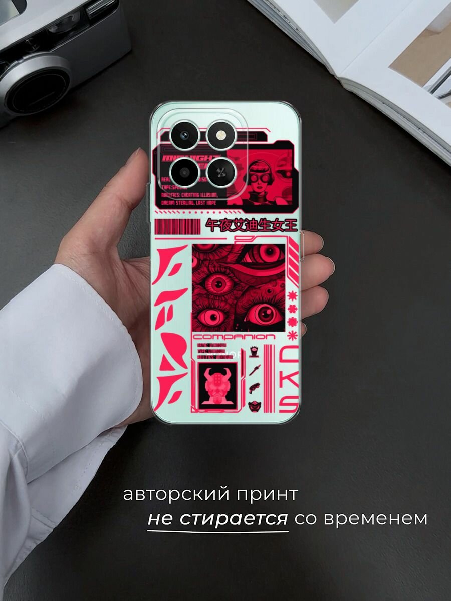 Чехол на Honor X6c / Хонор X6c с принтом "Mionight queen", прозрачный — фото 1