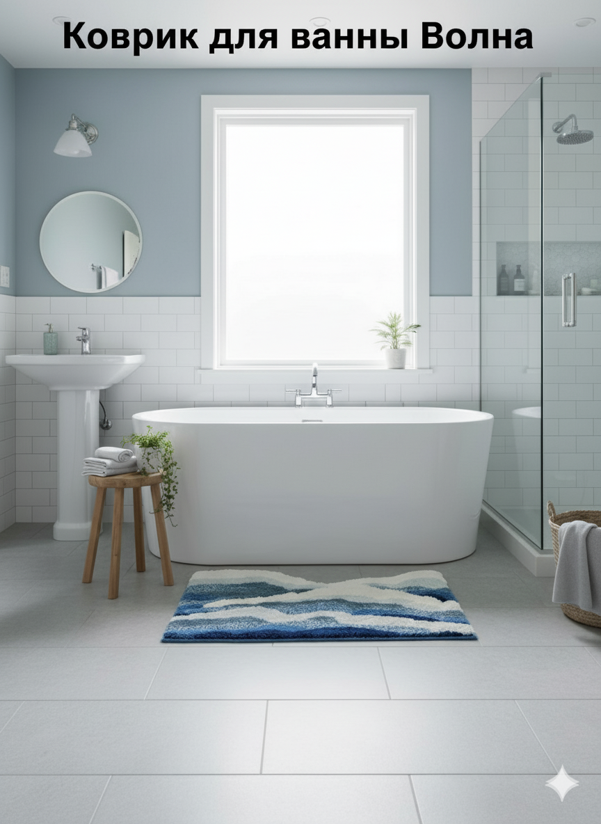 Коврик для ванной комнаты Размер: 50x80 см волнистый/ волна