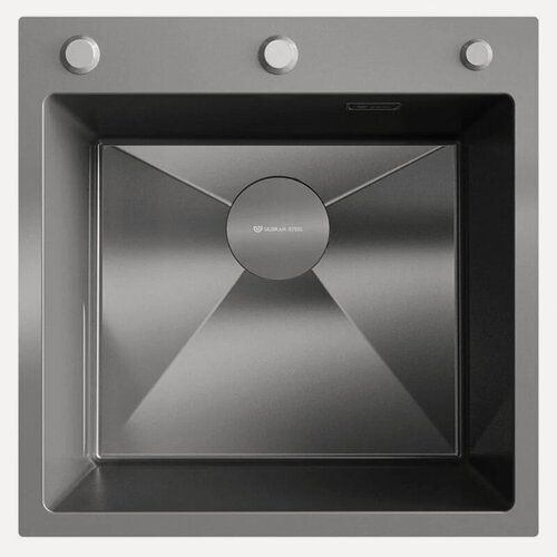 Изображение товара Мойка кухонная Ulgran STEEL US 500х500-002 металлическая, 50x50, прямоугольная, мойка для кухни, врезная, под столешницу, матовая