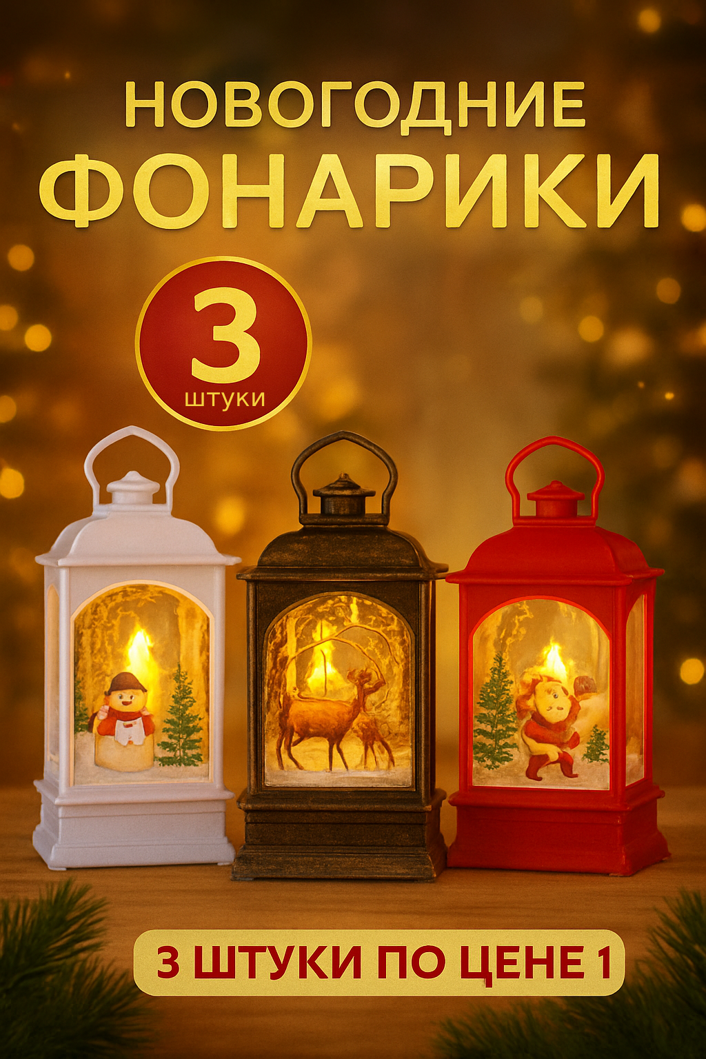 Новогодний фонарик Светильник фонарь Новогодний Дед Мороз/ Елочное украшение