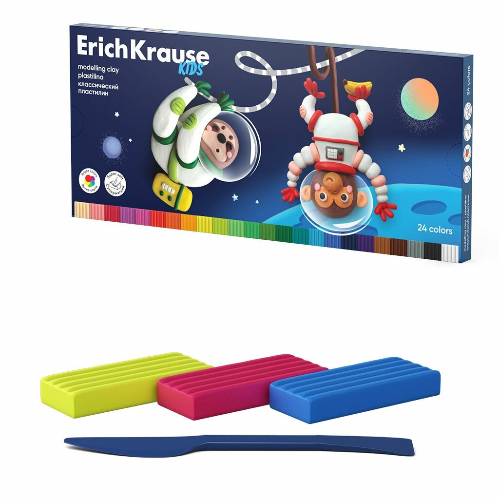 Пластилин классический со стеком 24 цвета 432г ErichKrause