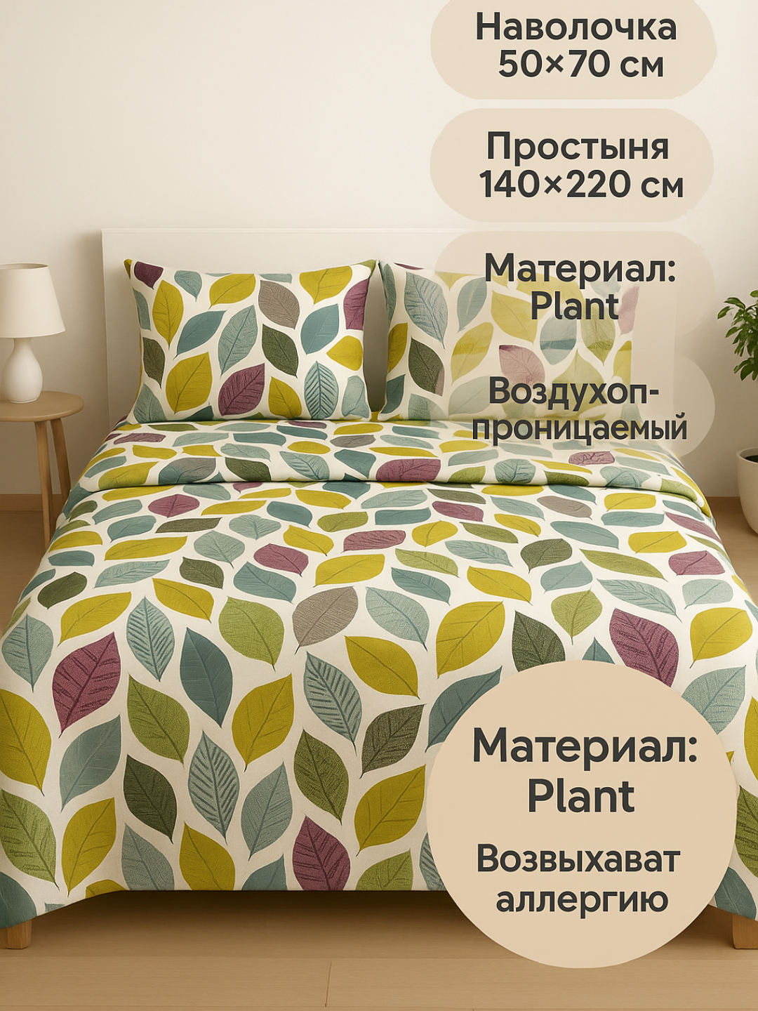 Постельное белье, 140x220 см, комплект, с простынью и наволочкой