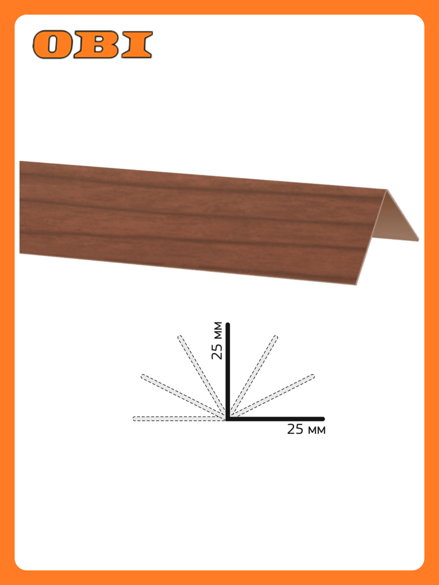Угол Decoplast махагон 25x25 мм для декоративной отделки углов