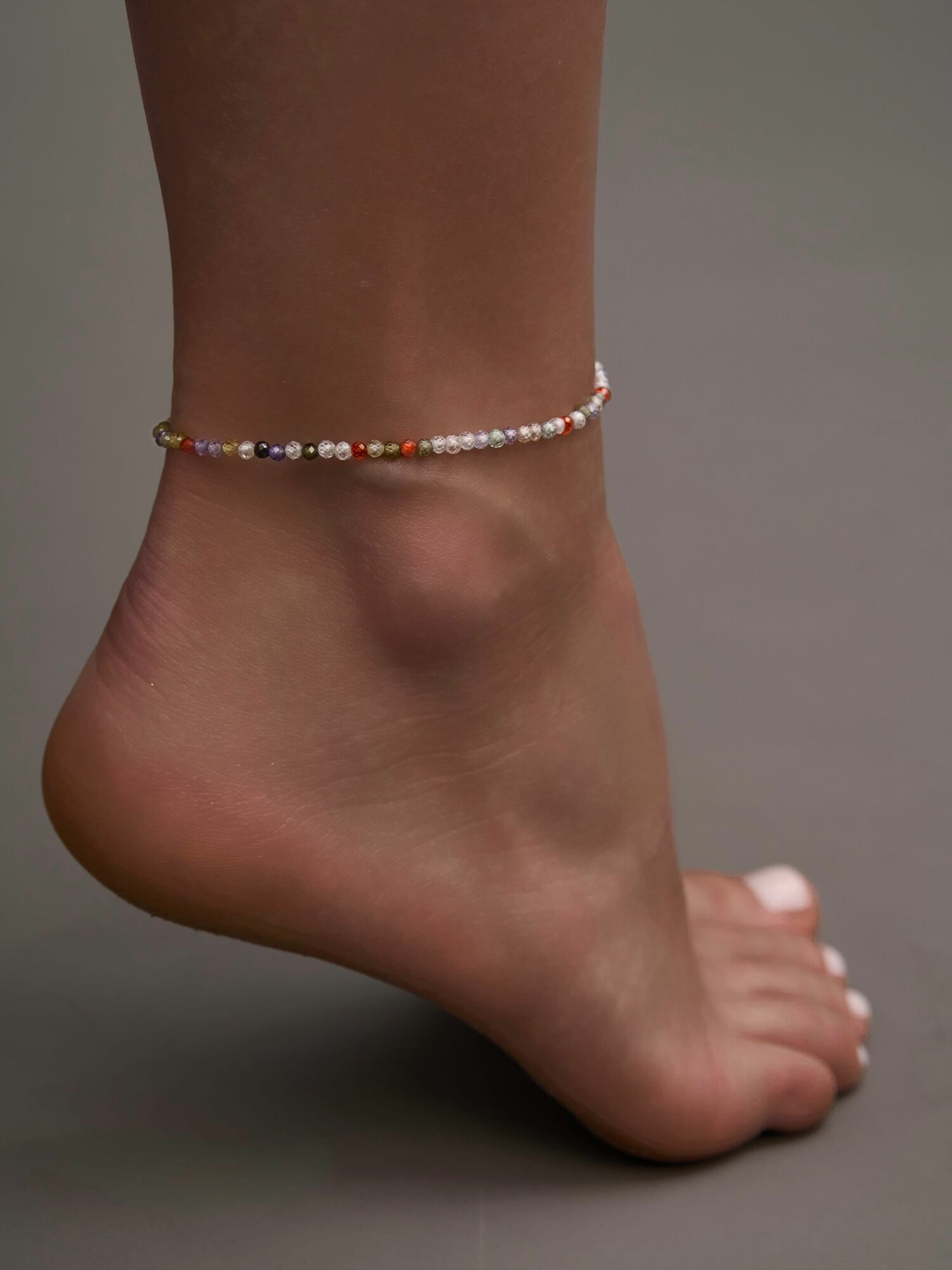 Браслет на ногу, длина 21 см, разноцветный — фото 1